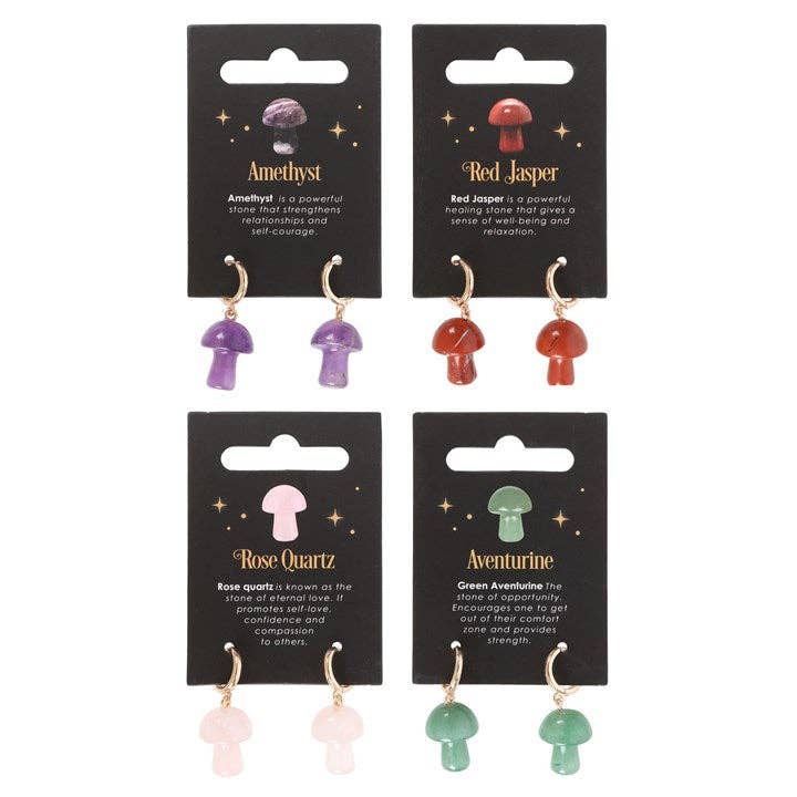 Gemstone Mushroom Earrings