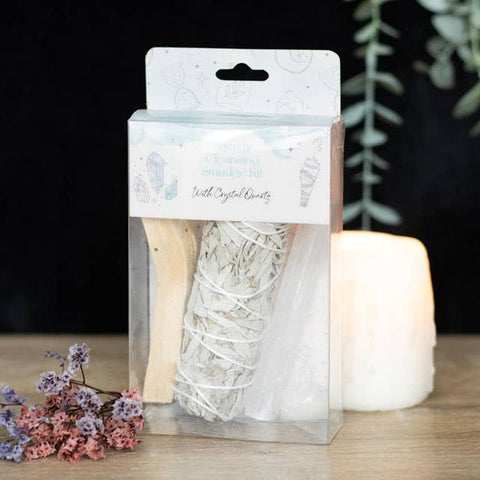 White Sage Smudge Kit with Clear Quartz Crystal