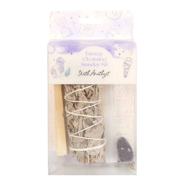 White Sage Smudge Kit with Amethyst Crystal