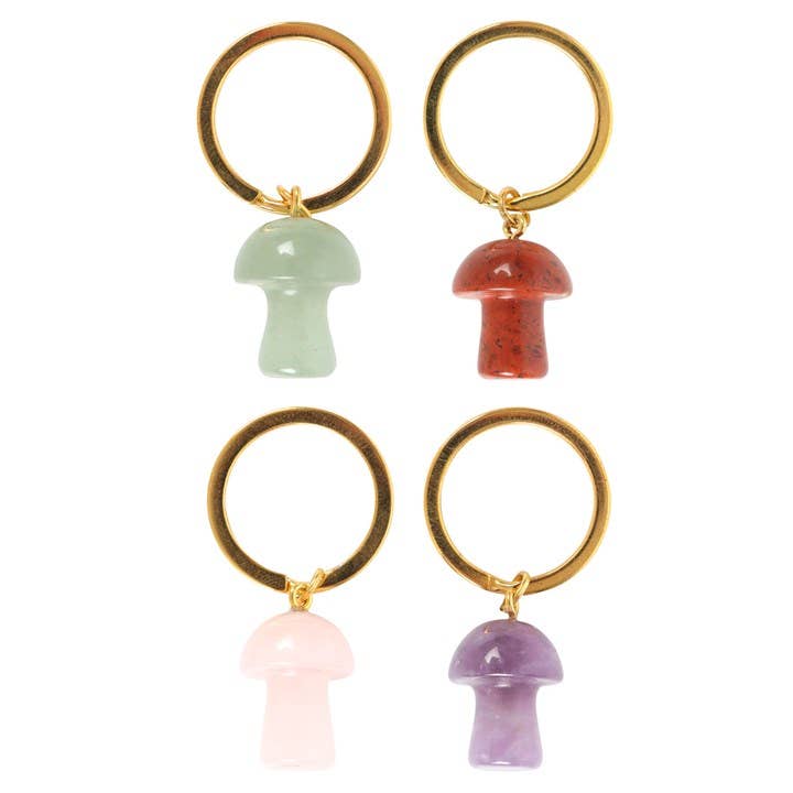 Gemstone Mushroom Keyrings